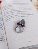 Beaded Cone Silver Oxidised Statement Ring - ZareefJewellery