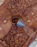 Beaded Cone Silver Oxidised Statement Ring - ZareefJewellery