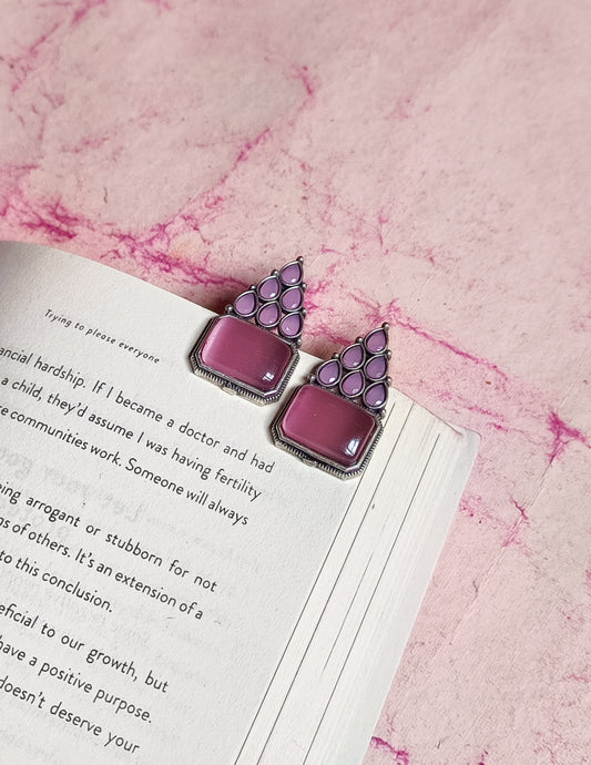 Leila Triangular Square Stone Studs