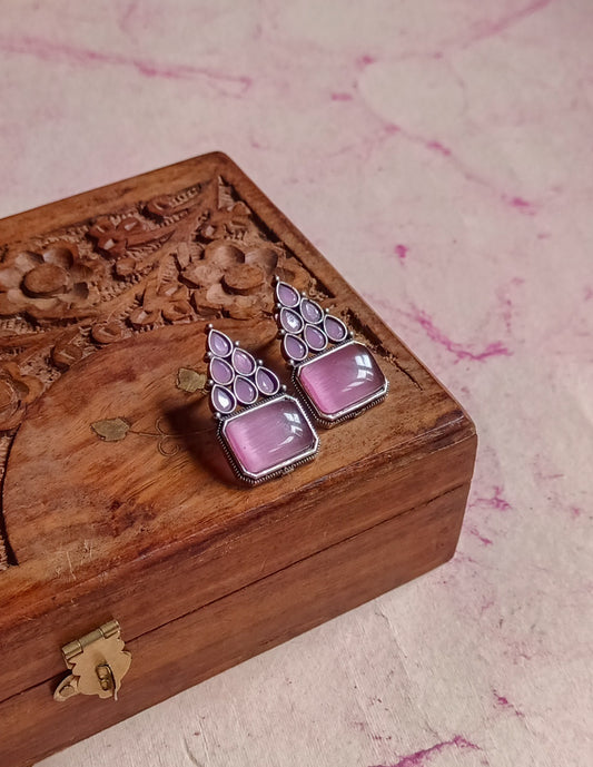 Leila Triangular Square Stone Studs