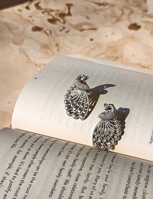 Anabia Silver Peacock Studs