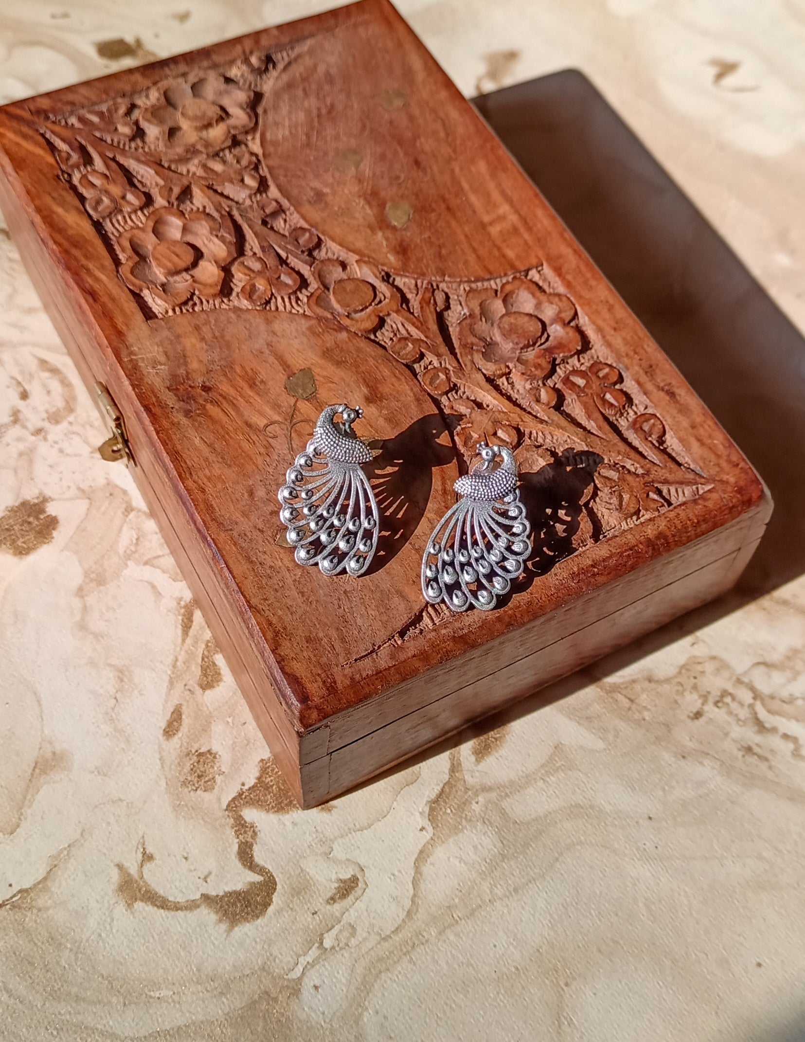 Anabia Silver Peacock Studs