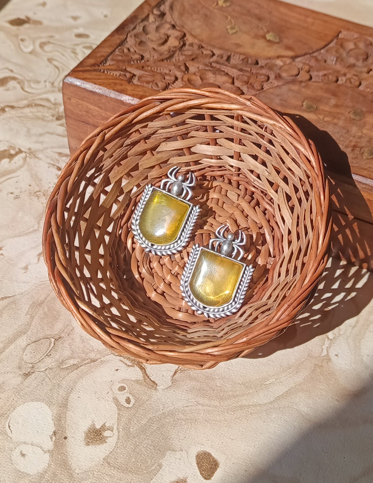 Arisha Yellow Spider Stone Earrings