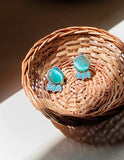 Fabeha Circle & Leafy Turquoise Studs