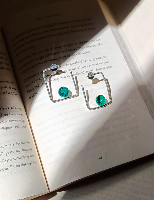 Urwa Semi Square Turquoise Statement Earrings