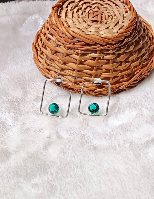 Urwa Semi Square Turquoise Statement Earrings