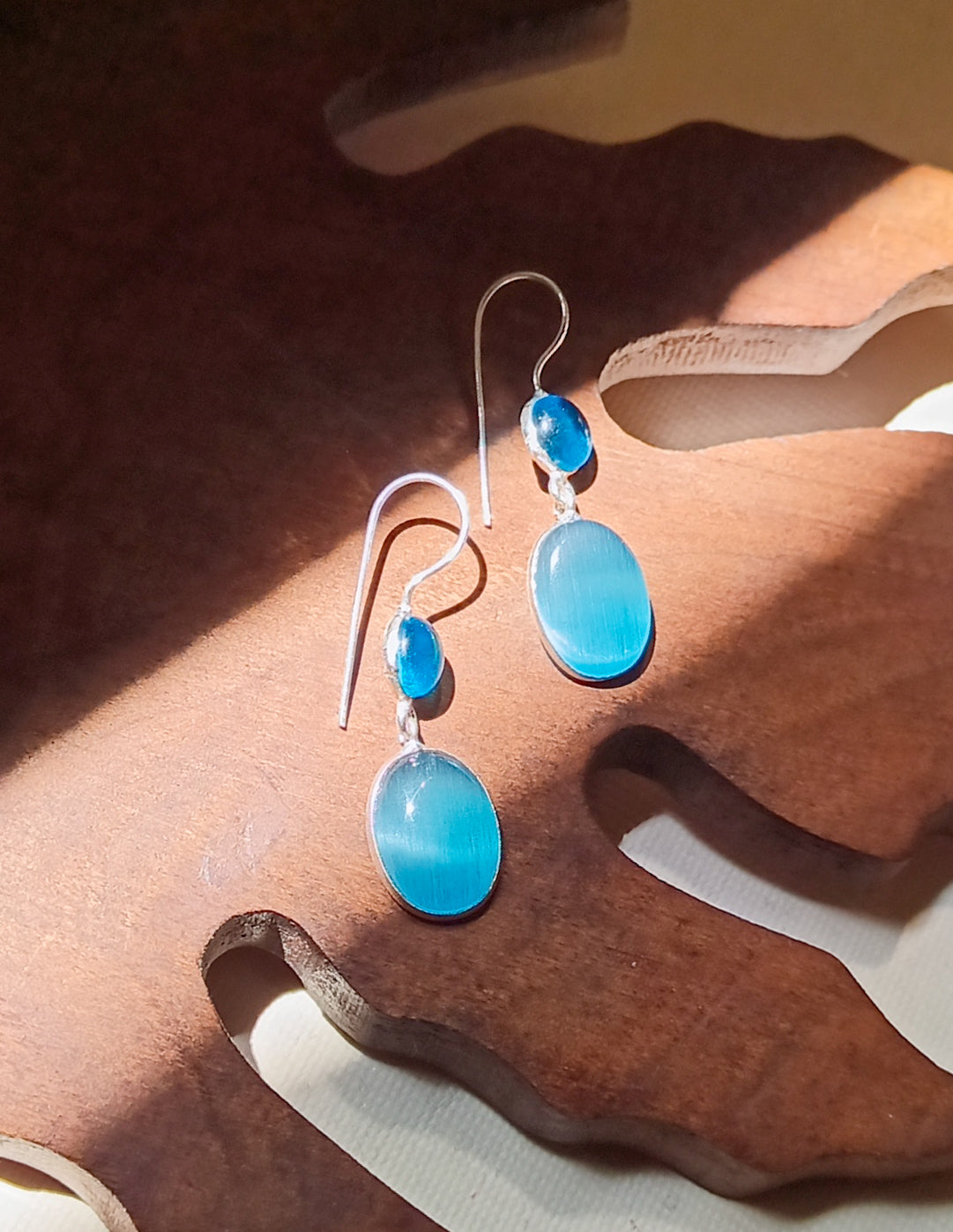 Afiya Everyday Sky Blue Stone Danglers