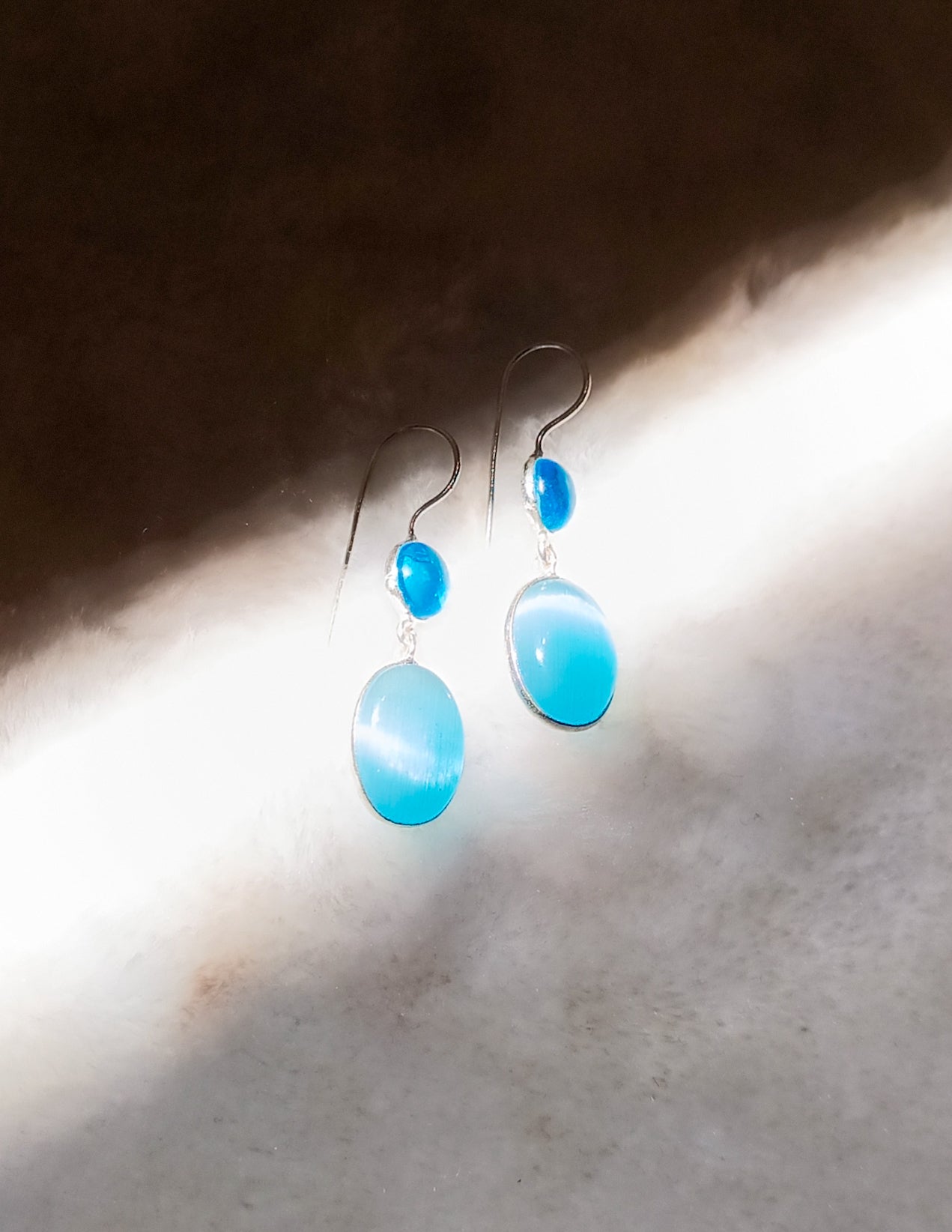 Afiya Everyday Sky Blue Stone Danglers