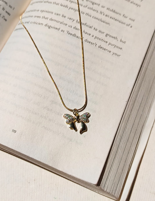 Anti Tarnish Gold Plated Bow Necklace