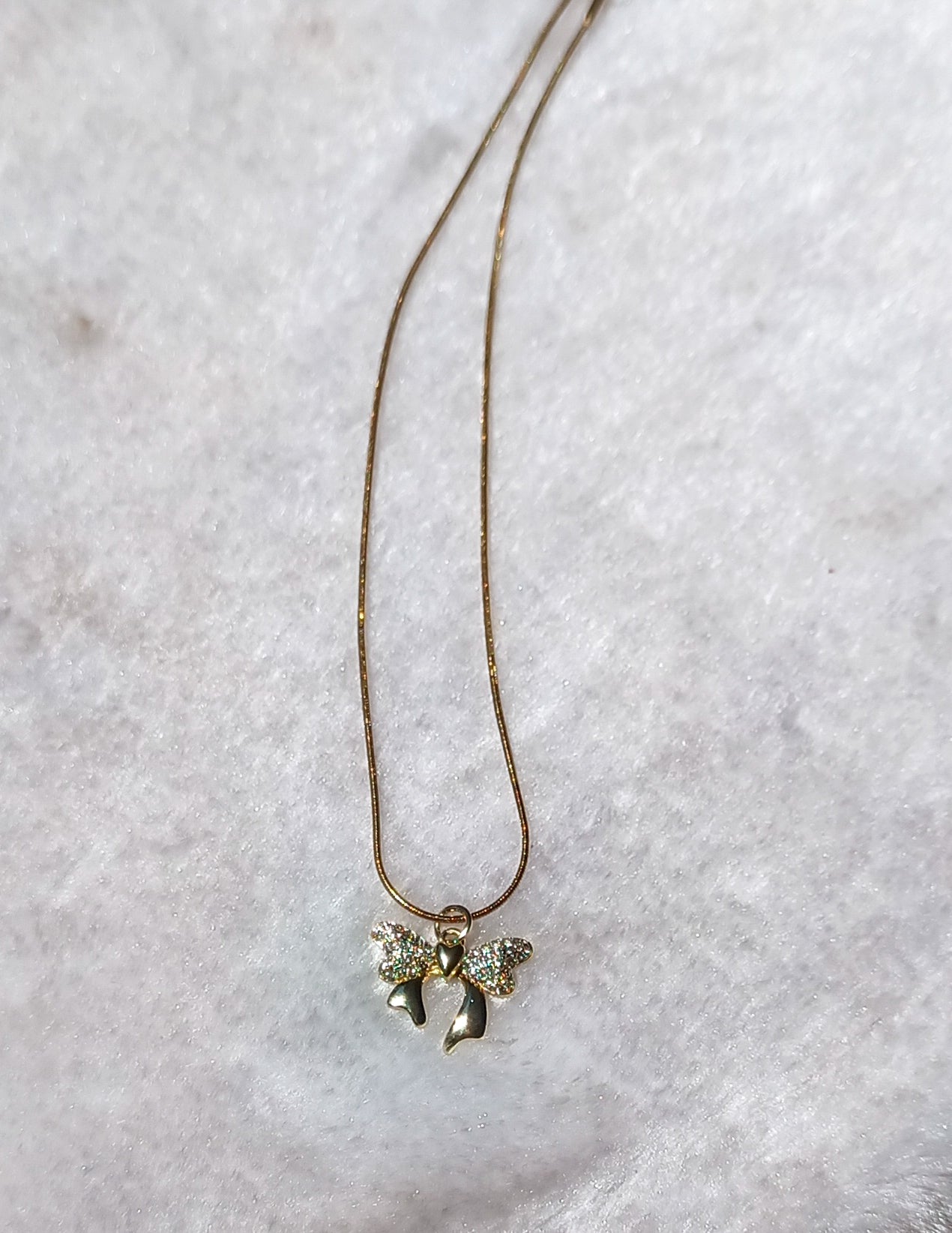 Anti Tarnish Gold Plated Bow Necklace