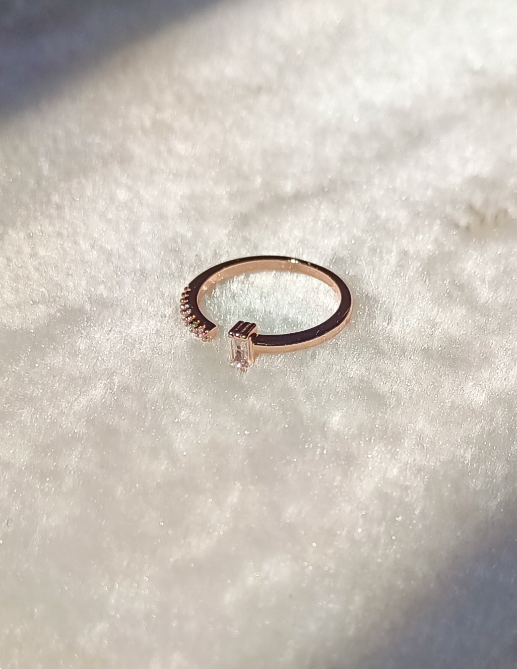 Moon Cut Minimal Rose Gold Anti Tarnish Ring