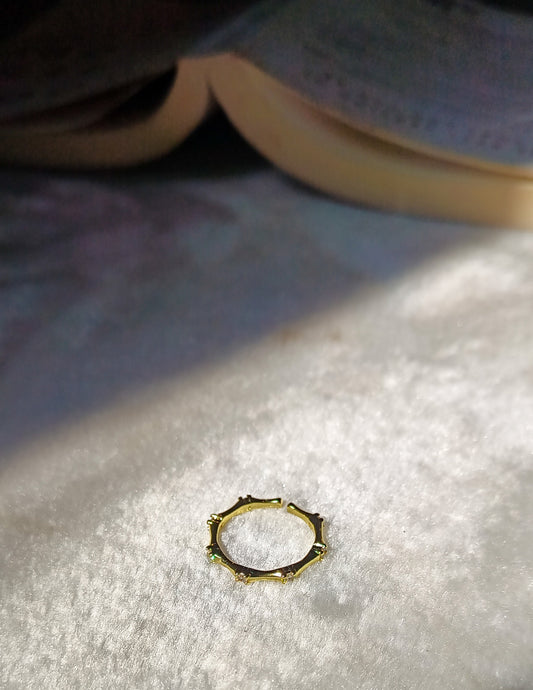 Minimalistic Everyday Golden Anti Tarnish Bamboo Ring Band