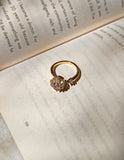 Floral Golden Spinning Crystal Anti Tarnish Ring