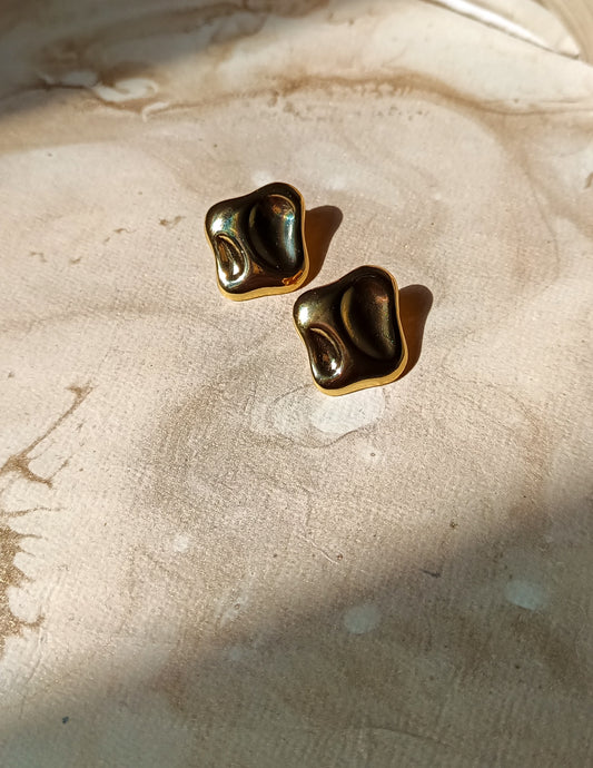 Retro Stone Vibes Anti Tarnish Golden Earrings