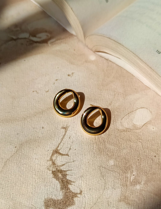 Peek-A-Boo Golden Anti Tarnish Unique Studs