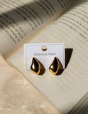 Retro Vibe Teardrop Golden Anti Tarnish Statement Earrings