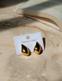 Retro Vibe Teardrop Golden Anti Tarnish Statement Earrings