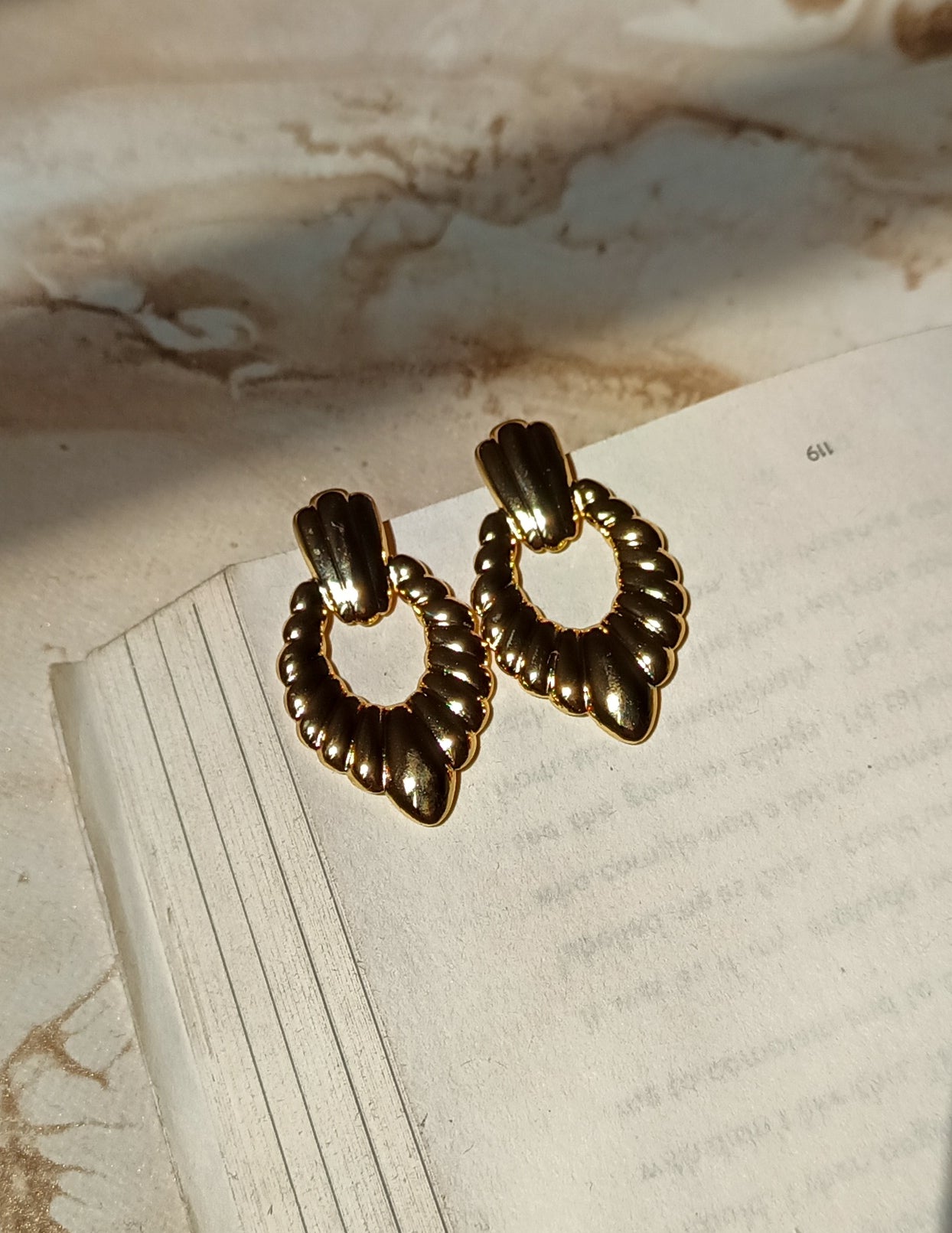 Leaf Drop Golden Anti Tarnish Long Earrings