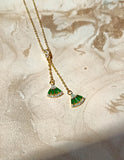 Classic Emerald Green Stone Golden Anti Tarnish Everyday Necklace Chain