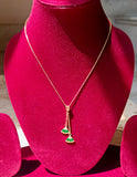 Classic Emerald Green Stone Golden Anti Tarnish Everyday Necklace Chain